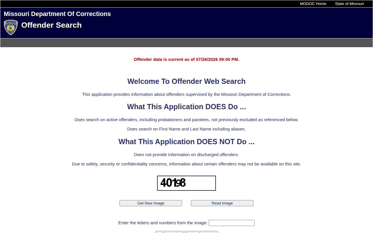 MODOC active offender search for Marion County projected release date research